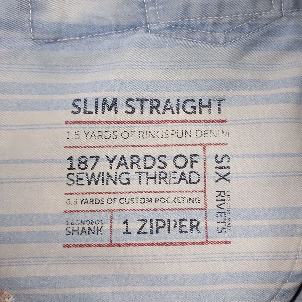 Bonobos Jeans Mens 38x32 Blue Slim Straight Durable Ringspun Denim Casual Work